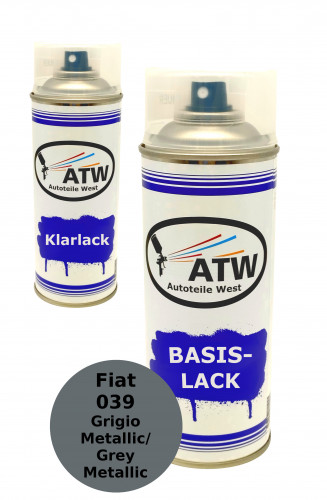 Autolack für Fiat 039 Grigio Metallic / Grey Metallic+400ml Klarlack Set
